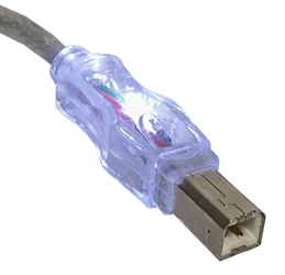 3ft USB 2.0 480Mbps Type A Male to B Male Translucent Illuminated/Lighted Cable with White LEDs CC2209C-03WHL 037229229622