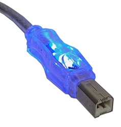 6ft USB 2.0 480Mbps Type A Male to B Male Translucent Illuminated/Lighted Cable with Blue LEDs CC2209C-06BLL 037229229455