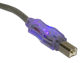 6ft USB 2.0 480Mbps Type A Male to B Male Translucent Illuminated/Lighted Cable with Purple LEDs CC2209C-06PRL 037229229813