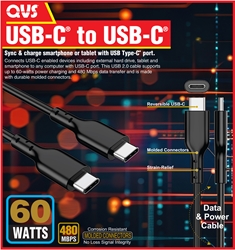 1.5ft USB-C to USB-C 2.0 60-Watts Data & Power Cable CC2230B-1.5F 037229230895 Black microcenter Malone, USB-C, USB C, USB-A, USB A 1.5-feet, 1.5feet, 1.5ft, 480Mbps, 3Amp