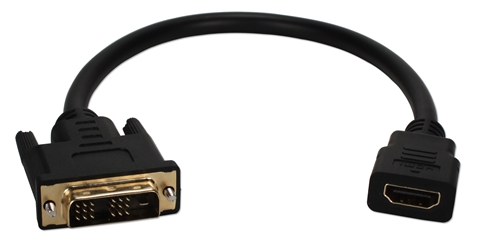 1ft DVI Male to HDMI Female 4K UltraHD Conversion Adaptor Cable HDVIX-1F 037229401721