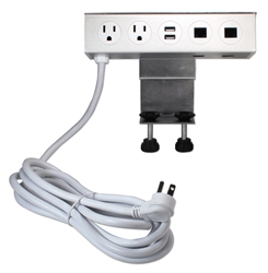 Adjustable Deskmount Dual-Power Outlets with Dual-USB 3.5Amp Charger & Dual-CAT6 Ports P2P2UR-10 037229232912