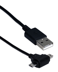 1ft USB 2-in-1 Sync & 2.1Amp Charger Cable for Smartphone & Tablet USB1T2-01 037229230338 USB 2-in-1 Dual-Head Micro-USB and Mini-USB Data Synch and Power Charger Cable, for Smartphone, Tablets and GPS, 1ft USBCC-1M    YW3132 USB1T201 USB1T2-01  cables feet foot   3957 IMCE microcenter Edward Matthews Pending