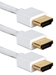 6ft 3-Pack High Speed HDMI UltraHD 4K with Ethernet Thin Flexible White Cables - HDT-6F-3PW